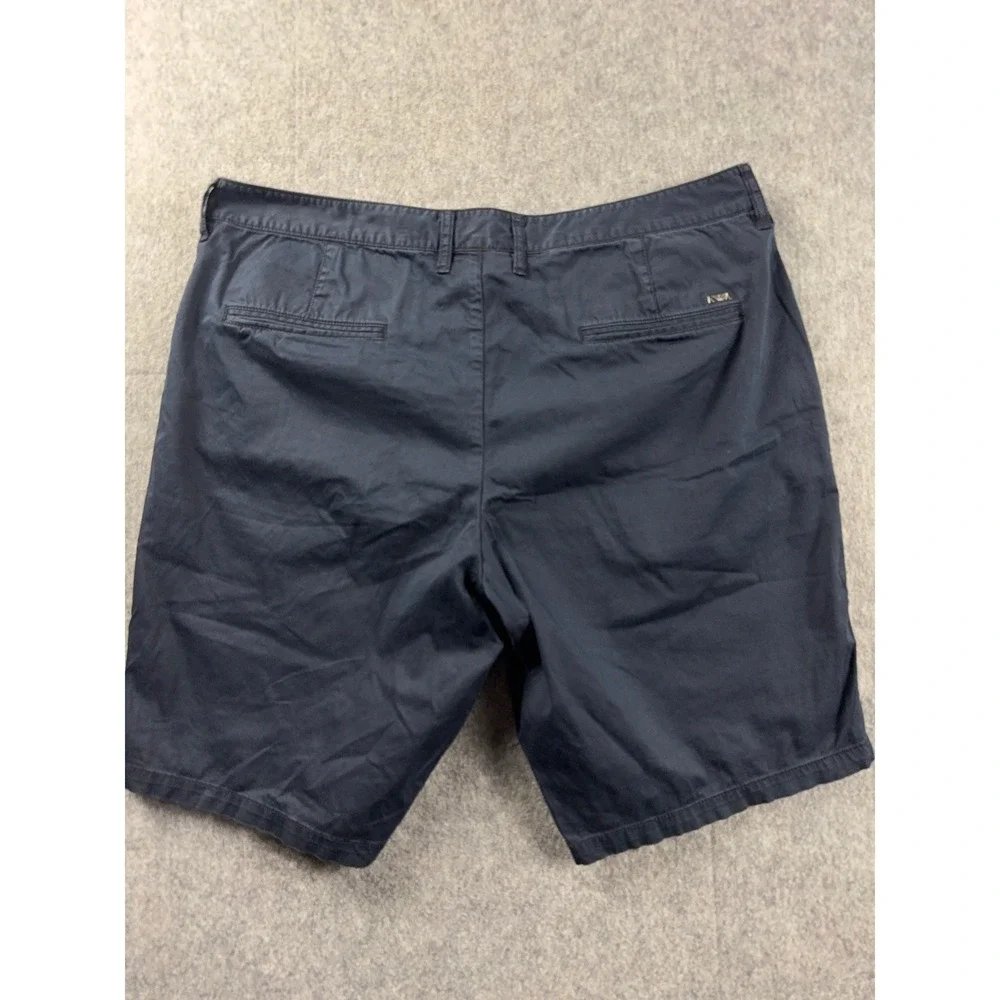 Emporio Armani Mens 37 Flat Front Shorts Navy Blue Cotton Stretch 4 Pockets Auth
